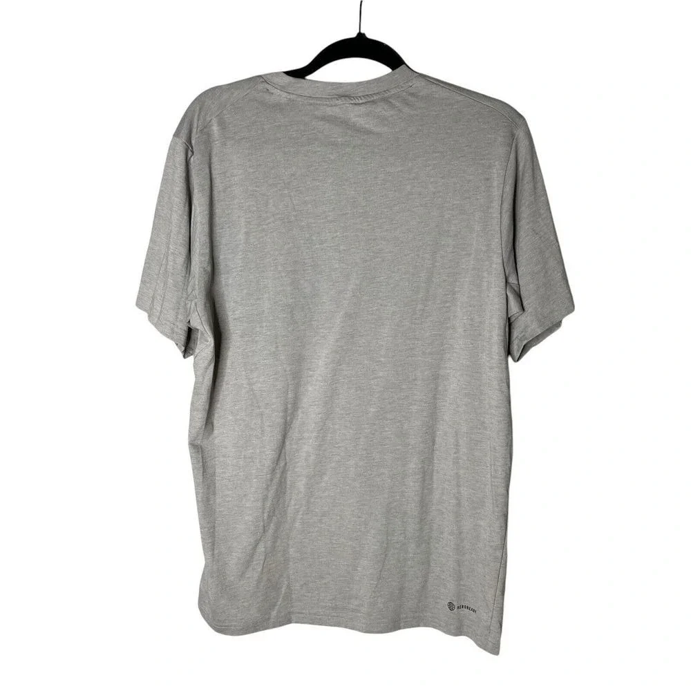 Adidas Men Gray Heathered Crew Neck Short Sleeve T Shirt Size‎ Large  Aeroready